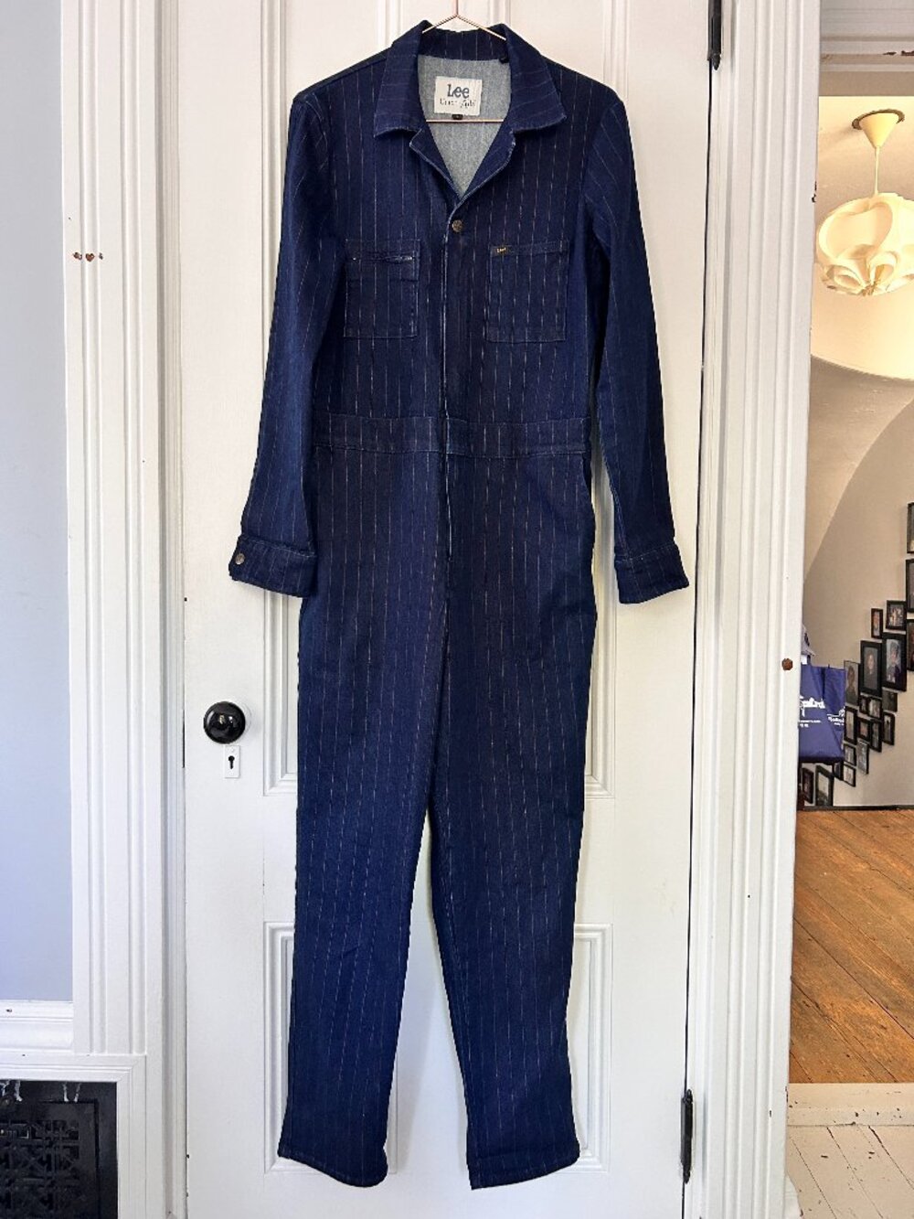 Lee Union-Alls Metallic Stripe Denim Jumpsuit Coveralls - Medium